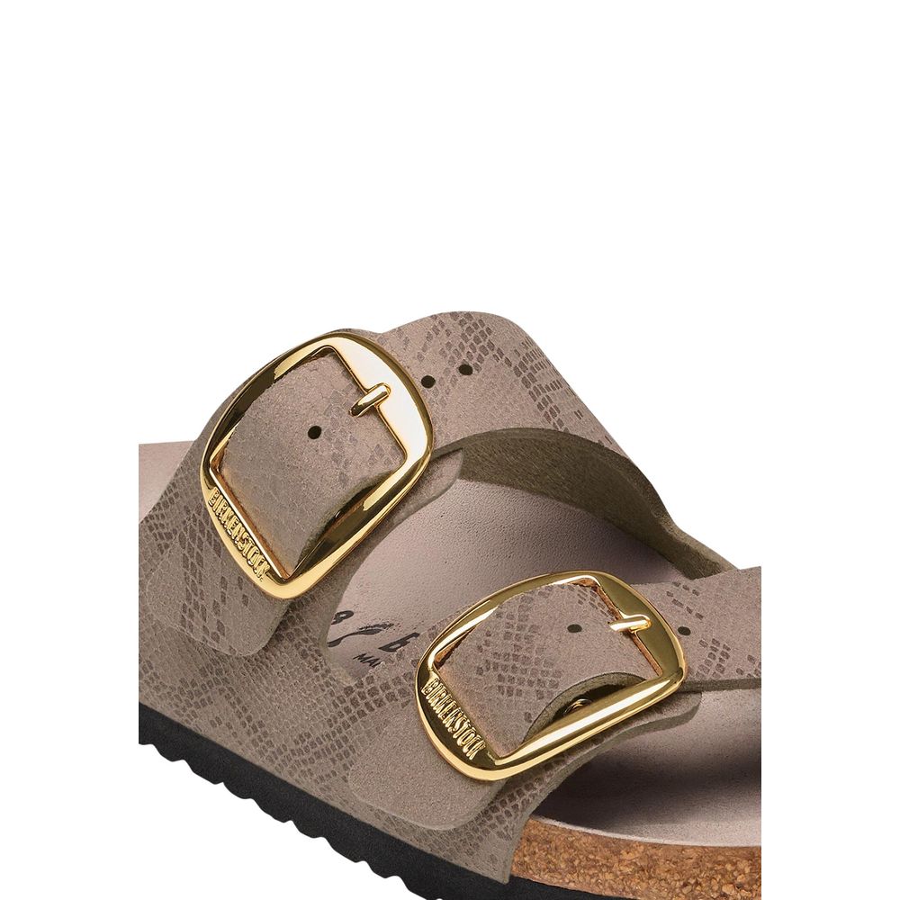 Birkenstock Women's Cork Flat Sandals - Animal Gray Gold Print