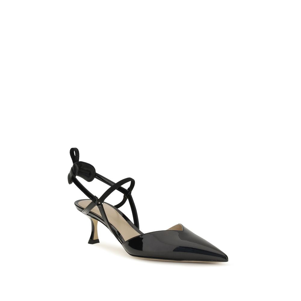Fendi Women's Bos Taurus Calf Patent Leather High-Heel Stiletto Slingback Pumps Heels - Black