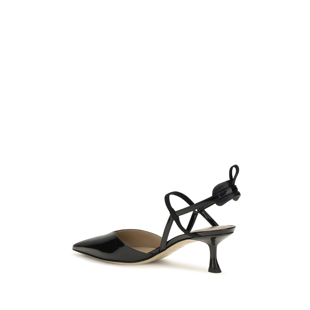 Fendi Women's Bos Taurus Calf Patent Leather High-Heel Stiletto Slingback Pumps Heels - Black