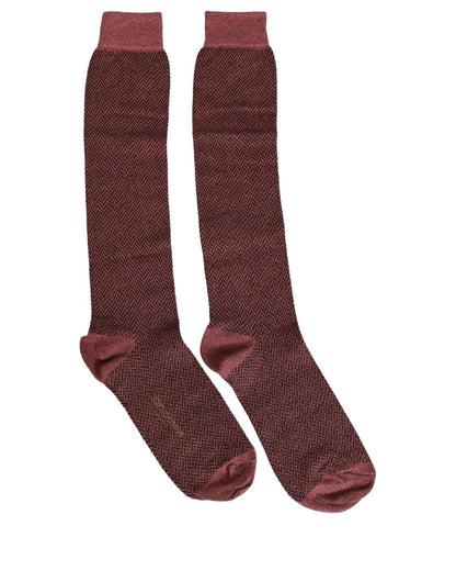 Socks by Dolce & Gabbana for men in polyester cotton nylon & calf leather burgundy & herringbone features an utilitarian chic finish from the Men's Polyester Cotton Nylon & Calf Leather Socks collection, offering an utilitarian chic fit that ensures sophisticated comfort.