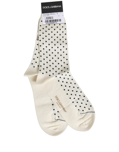 Dolce & Gabbana Men's Nylon Cotton & Calf Leather Socks - Black White Patterned