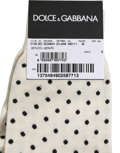 Dolce & Gabbana Men's Nylon Cotton & Calf Leather Socks - Black White Patterned