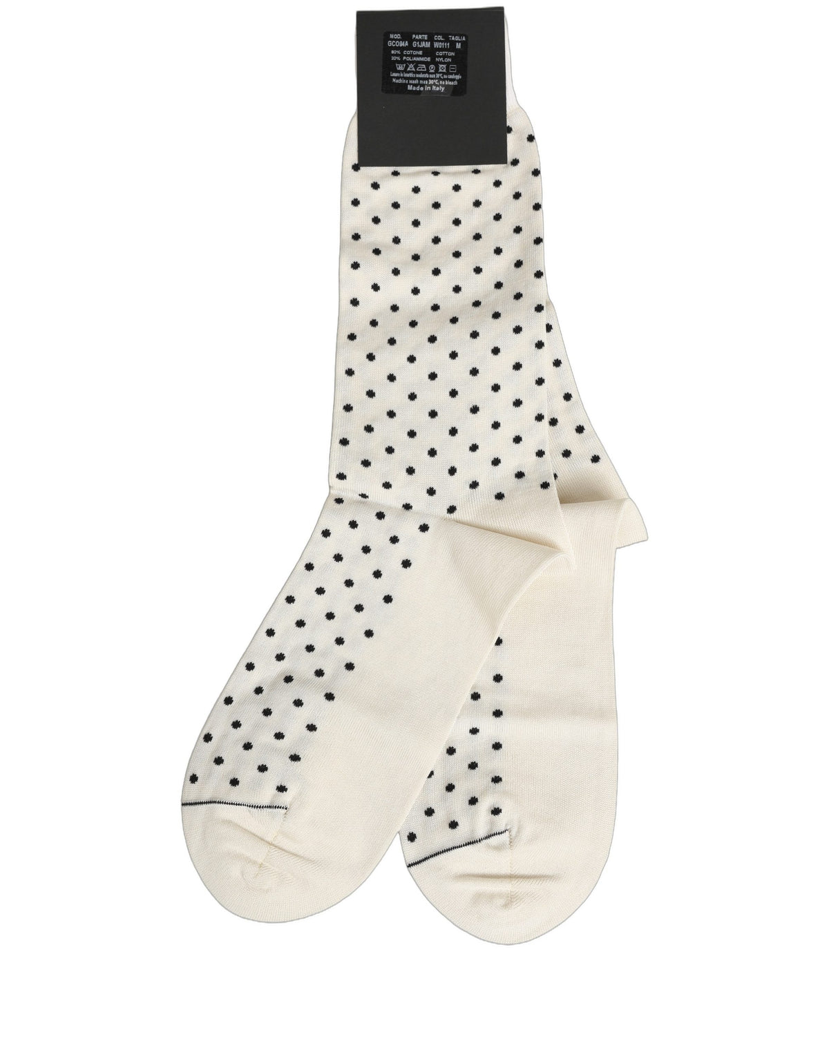 Dolce & Gabbana Men's Nylon Cotton & Calf Leather Socks - Black White Patterned