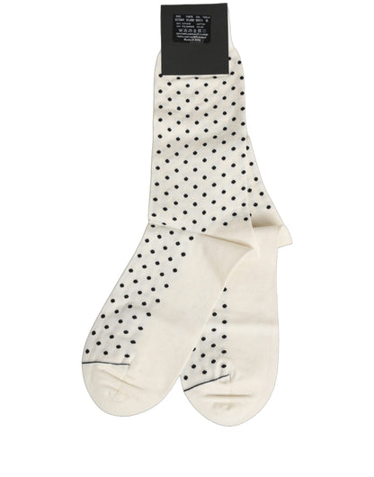 Dolce & Gabbana Men's Nylon Cotton & Calf Leather Socks - Black White Patterned