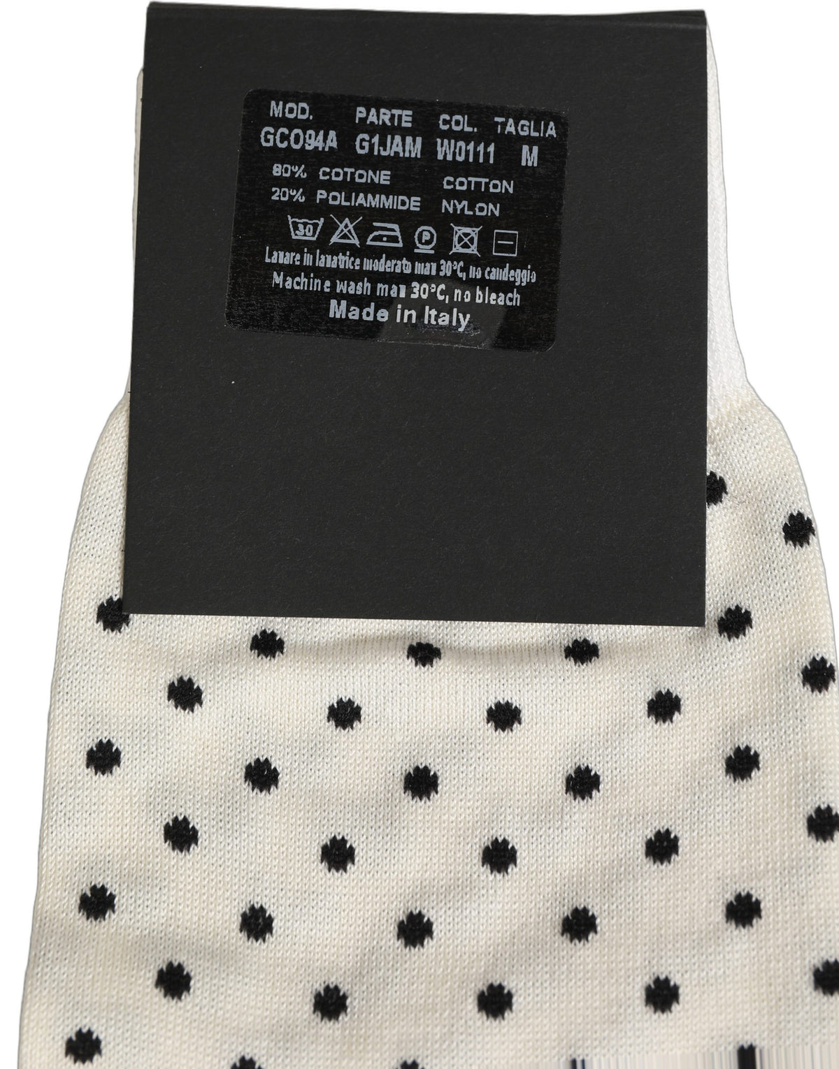 Dolce & Gabbana Men's Nylon Cotton & Calf Leather Socks - Black White Patterned