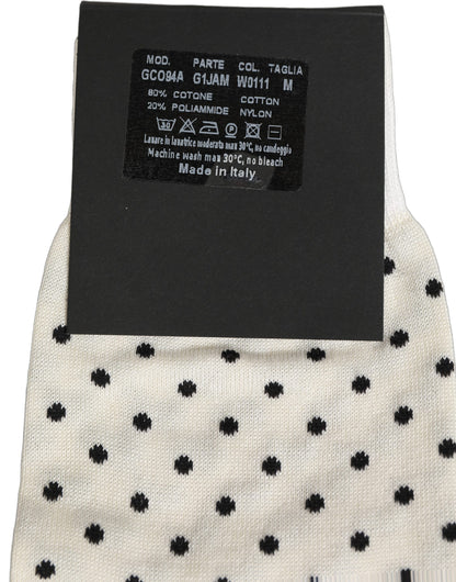 Dolce & Gabbana Men's Nylon Cotton & Calf Leather Socks - Black White Patterned