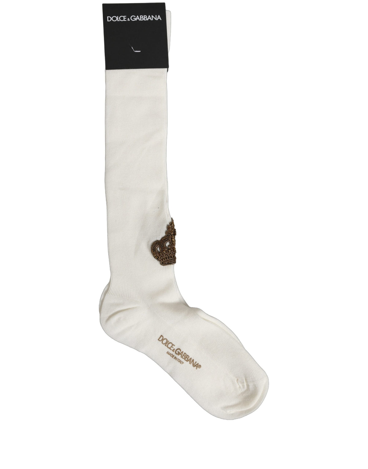 Socks by Dolce & Gabbana for men in nylon & viscose gold & white features a nuanced silhouette, showcasing the nuanced Men's Nylon & Viscose Socks design with a refined, premium finish.