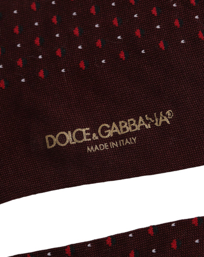Dolce & Gabbana Burgundy Polka Dot Over The Calf Accessory Socks