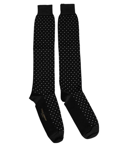 Socks by Dolce & Gabbana for men in calf leather nylon & cotton black, white & patterned features an stylish silhouette, showcasing the stylish design of this Men's Calf Leather Nylon & Cotton Socks with a stylish finish.