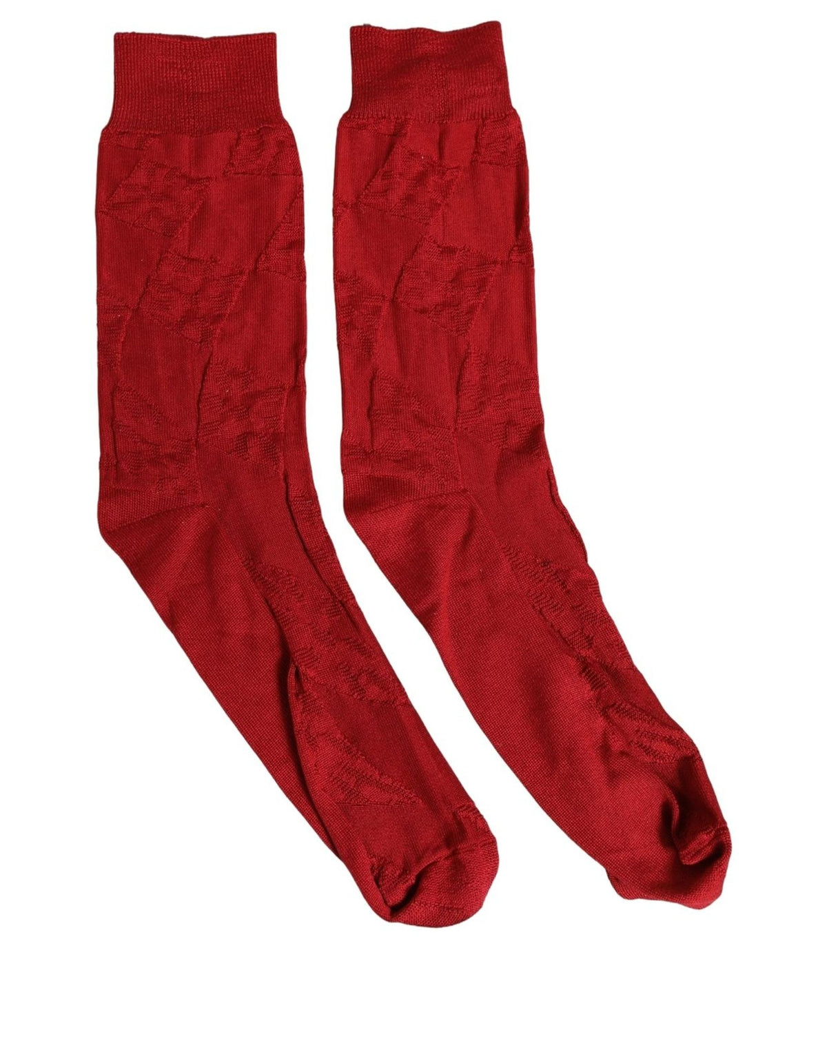Socks by Dolce & Gabbana for men in calf leather & silk red features a nuanced silhouette, showcasing the nuanced Men's Calf Leather & Silk Socks design with a refined, premium finish.