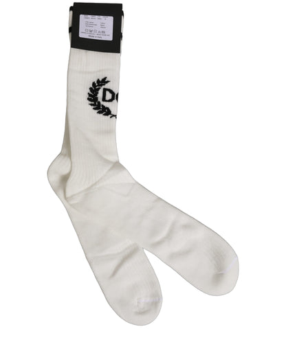 Socks by Dolce & Gabbana for men in nylon cotton & calf leather white presents a perennial silhouette, artfully capturing the refined essence of the perennial Laurel Men's Nylon Cotton & Calf Leather Socks design with a perennial finish.