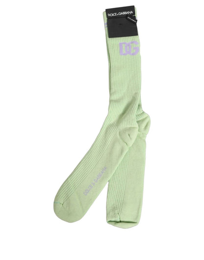 Socks by Dolce & Gabbana for men in nylon cotton & calf leather green & purple presents a perennial silhouette, artfully capturing the refined essence of the perennial Men's Nylon Cotton & Calf Leather Socks design with a perennial finish.