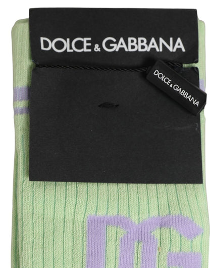 Socks by Dolce & Gabbana for men in nylon cotton & calf leather green & purple features a nuanced silhouette, showcasing the nuanced Men's Nylon Cotton & Calf Leather Socks design with a refined, premium finish.