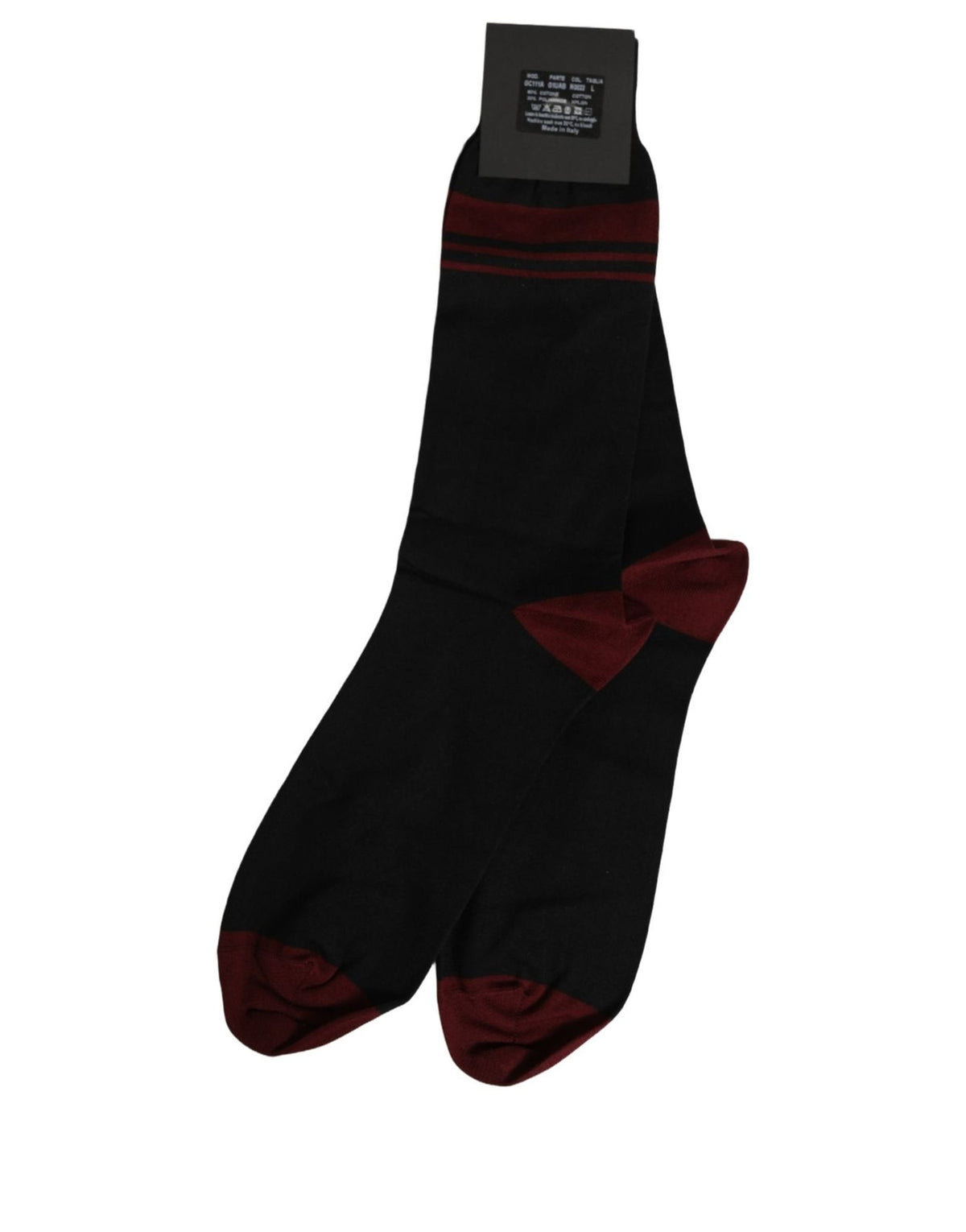 Socks by Dolce & Gabbana for men in nylon cotton & calf leather black & burgundy features an utilitarian chic finish from the Men's Nylon Cotton & Calf Leather Socks collection, offering an utilitarian chic fit that ensures sophisticated comfort.