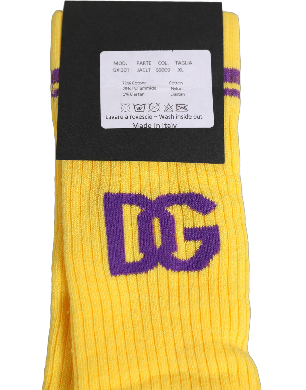 Dolce & Gabbana Men's Nylon Cotton & Calf Leather Socks - Purple Yellow