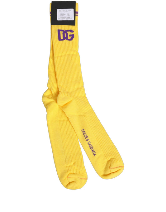 Dolce & Gabbana Men's Nylon Cotton & Calf Leather Socks - Purple Yellow