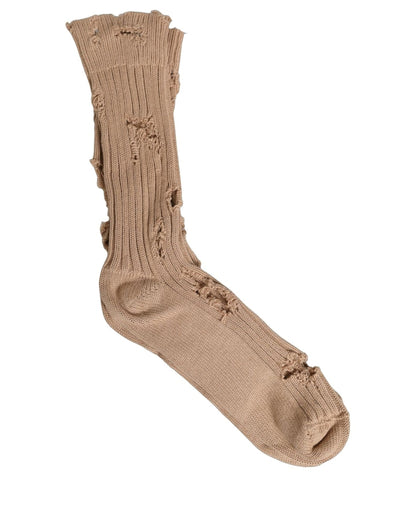 Socks by Dolce & Gabbana for men in nylon cotton & calf leather beige presents a perennial silhouette, artfully capturing the refined essence of the perennial Men's Nylon Cotton & Calf Leather Socks design with a perennial finish.