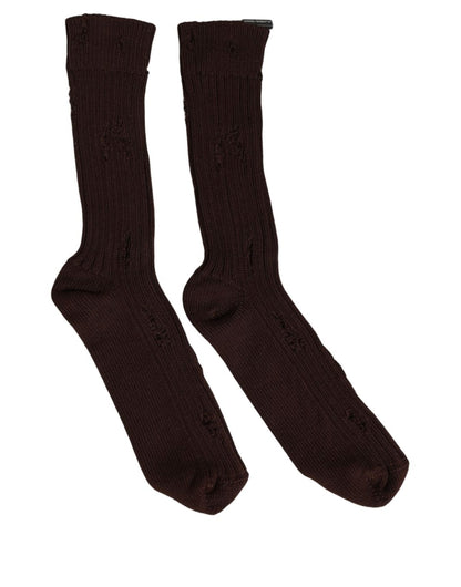 Socks by Dolce & Gabbana for men in nylon cotton & calf leather brown features an stylish silhouette, showcasing the stylish design of this Men's Nylon Cotton & Calf Leather Socks with a stylish finish.