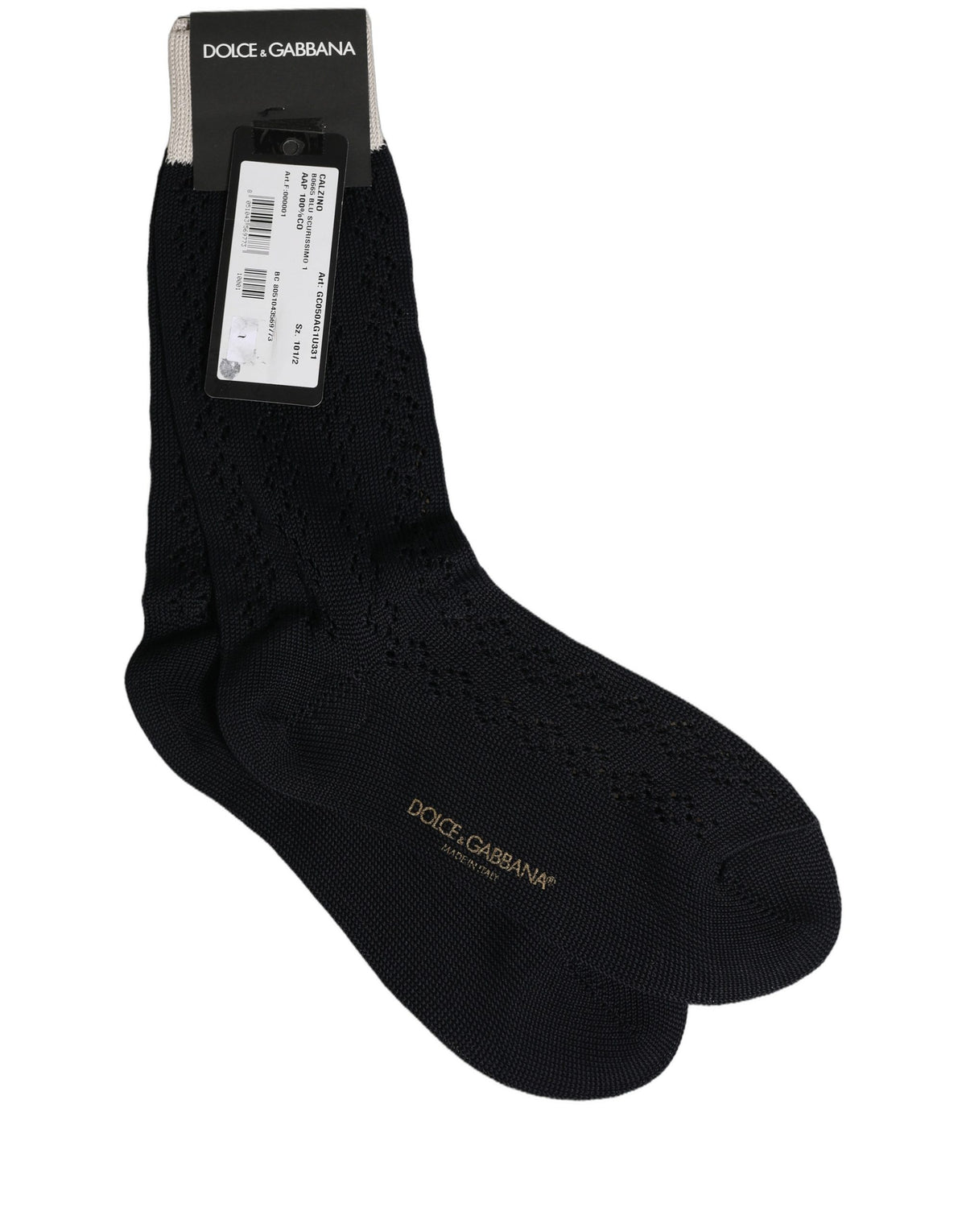Socks by Dolce & Gabbana for men in calf leather & cotton dark-blue presents a perennial silhouette, artfully capturing the refined essence of the perennial Men's Calf Leather & Cotton Socks design with a perennial finish.