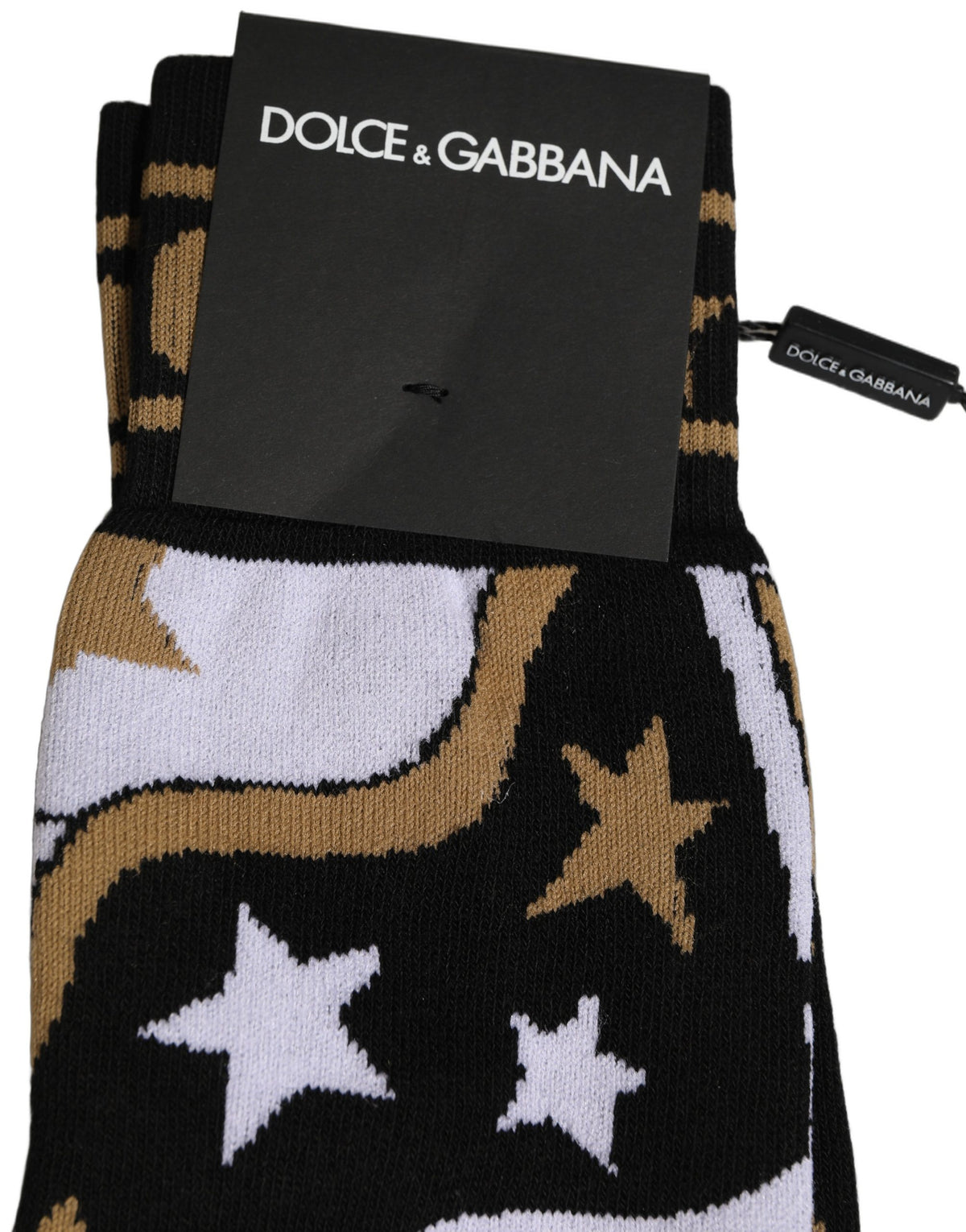 Socks by Dolce & Gabbana for men in nylon cotton & calf leather black, white & patterned features a contemporary knit construction, showcasing the sophisticated design of this Men's Nylon Cotton & Calf Leather Socks with its contemporary finish.