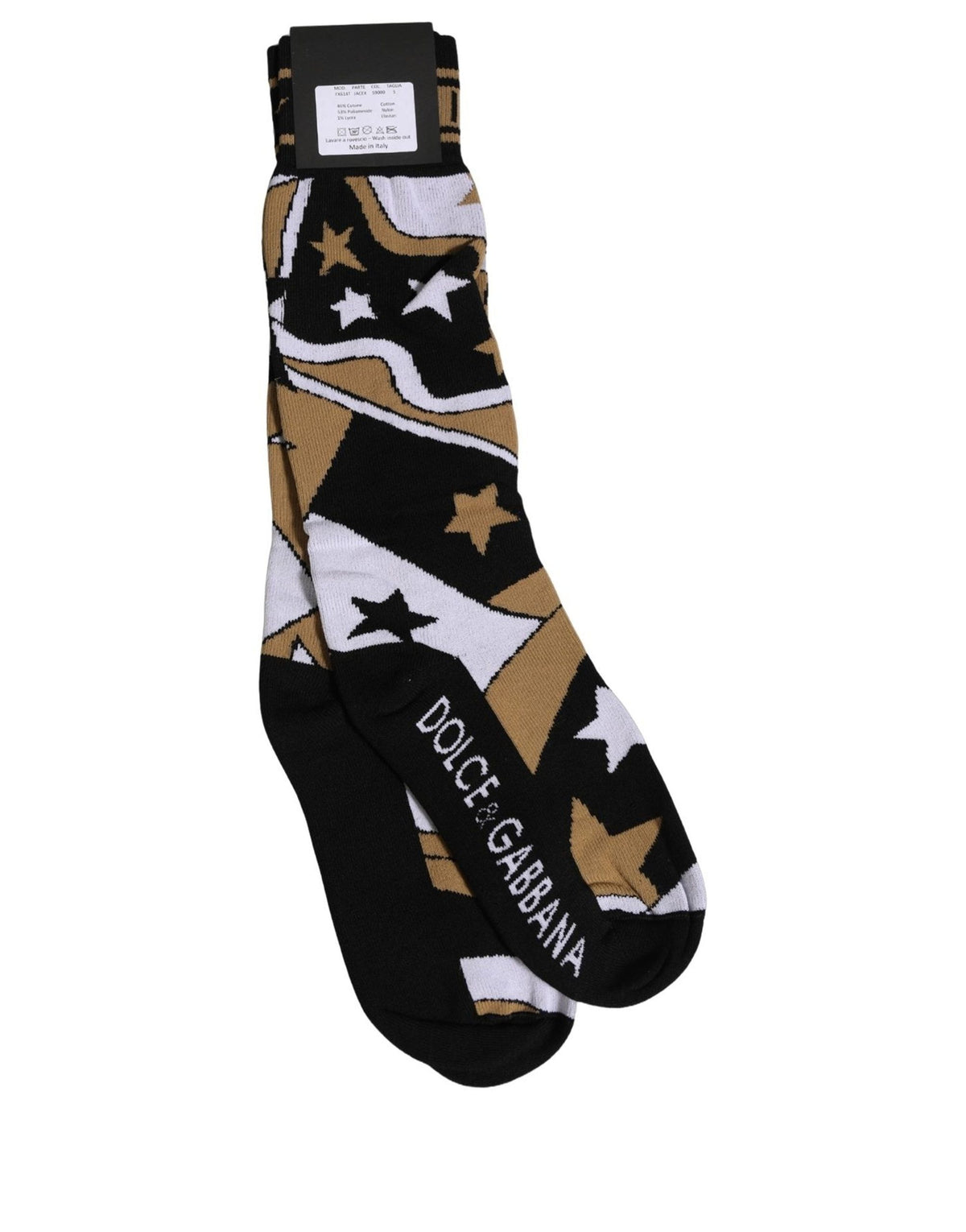 These Socks by Dolce & Gabbana for men in nylon cotton & calf leather black, white & patterned present a utilitarian silhouette from the Men's Nylon Cotton & Calf Leather Socks collection, offering a utilitarian fit and refined aesthetic.