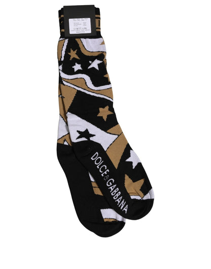 These Socks by Dolce & Gabbana for men in nylon cotton & calf leather black, white & patterned present a utilitarian silhouette from the Men's Nylon Cotton & Calf Leather Socks collection, offering a utilitarian fit and refined aesthetic.