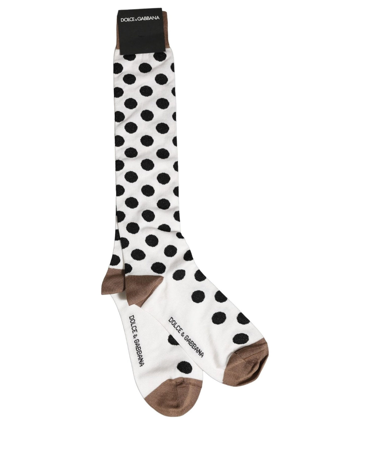 Socks by Dolce & Gabbana for men in nylon cotton & calf leather black, white & patterned features a snug silhouette, artfully capturing the essence of the snug Men's Nylon Cotton & Calf Leather Socks design for a sophisticated look.