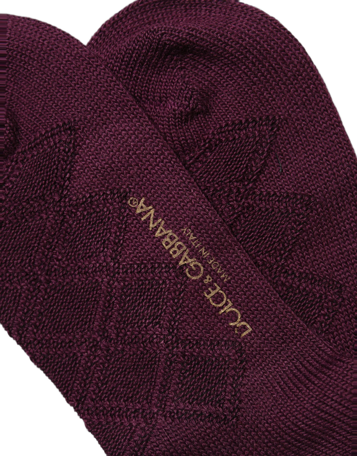 Dolce & Gabbana Men's Nylon Acrylic Wool Socks - Burgundy Patterned