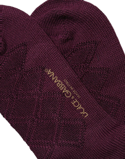 Dolce & Gabbana Men's Nylon Acrylic Wool Socks - Burgundy Patterned