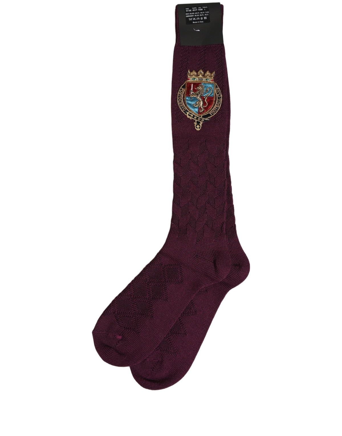 Dolce & Gabbana Men's Nylon Acrylic Wool Socks - Burgundy Patterned