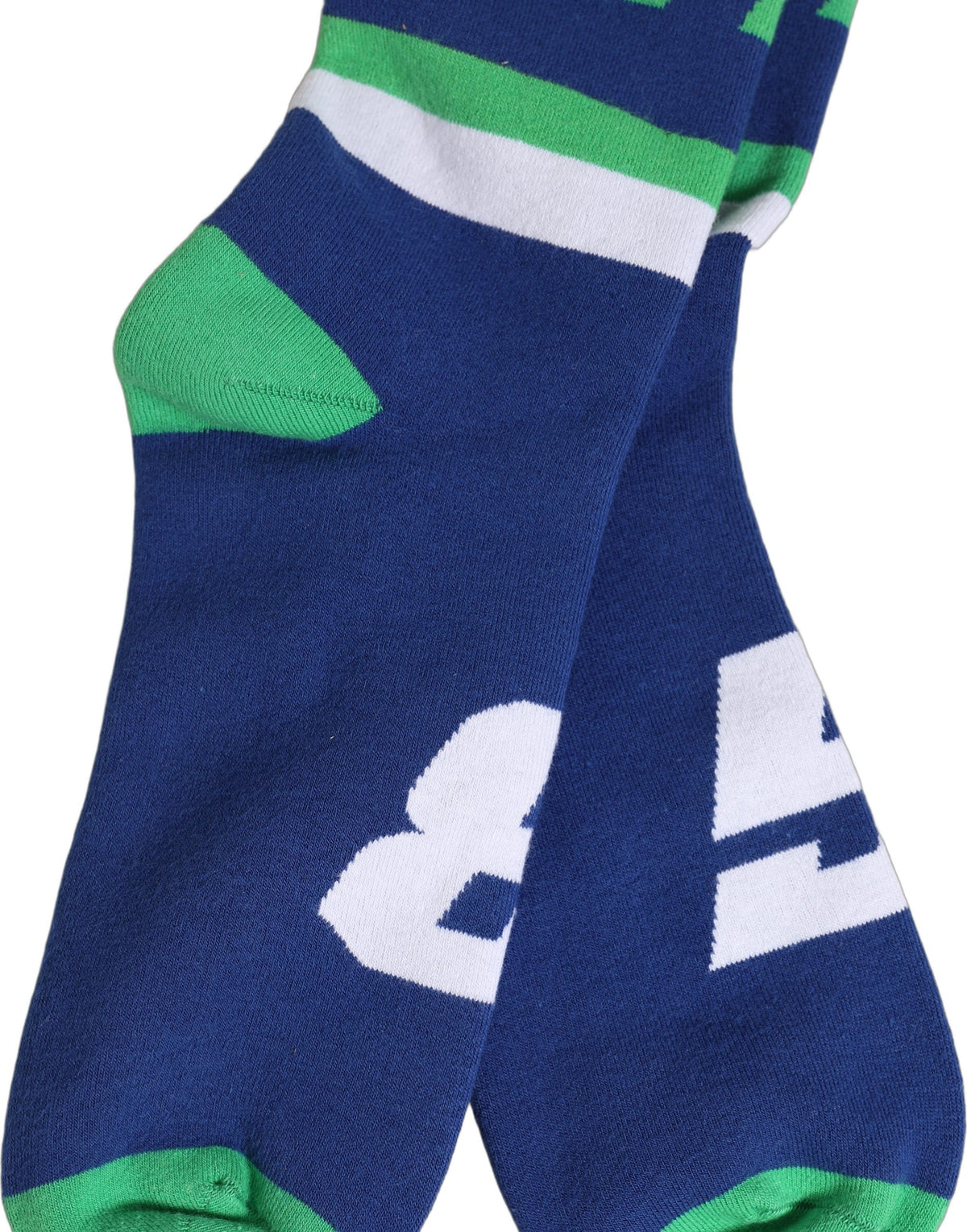 Socks by Dolce & Gabbana for men in stretch cotton & nylon blue, green, multicolor, white & striped features a contemporary knit construction, showcasing the sophisticated design of this Men's Stretch Cotton & Nylon Socks with its contemporary finish.