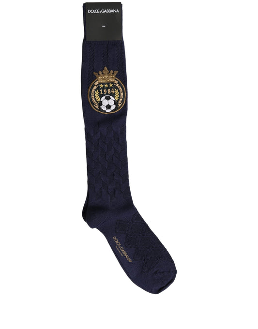 Dolce & Gabbana Men's Nylon Acrylic Wool Socks - Navy Jacquard