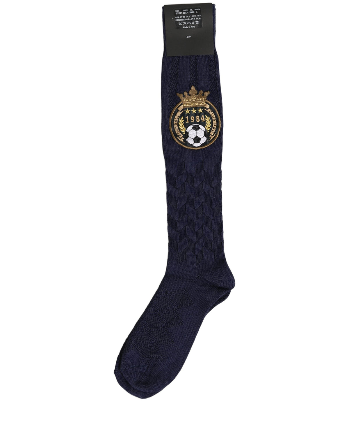 Dolce & Gabbana Men's Nylon Acrylic Wool Socks - Navy Jacquard