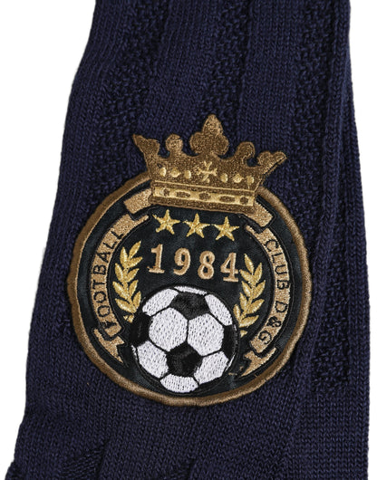 Dolce & Gabbana Men's Nylon Acrylic Wool Socks - Navy Jacquard