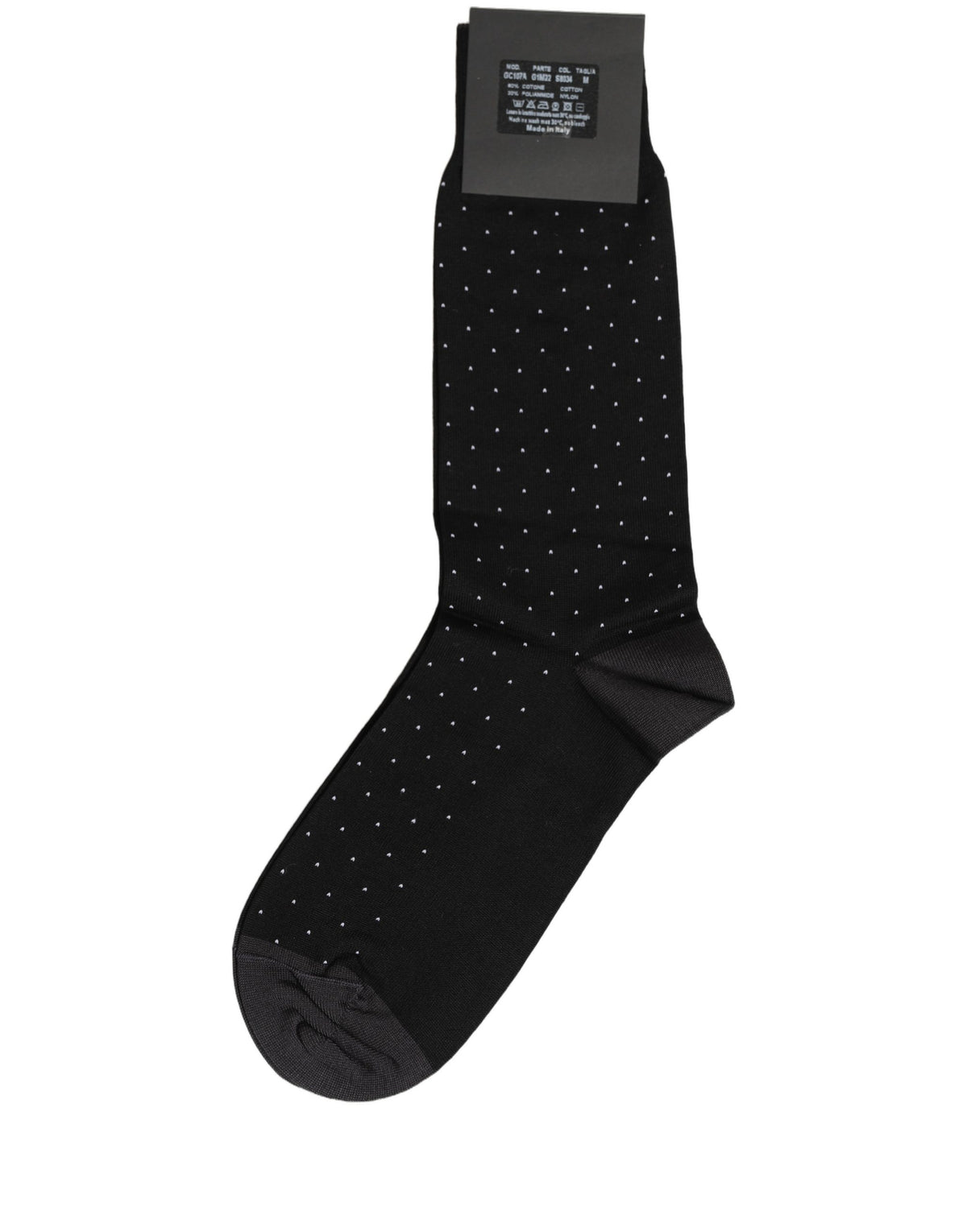 Dolce & Gabbana Men's Nylon Cotton & Calf Leather Socks - Black Patterned