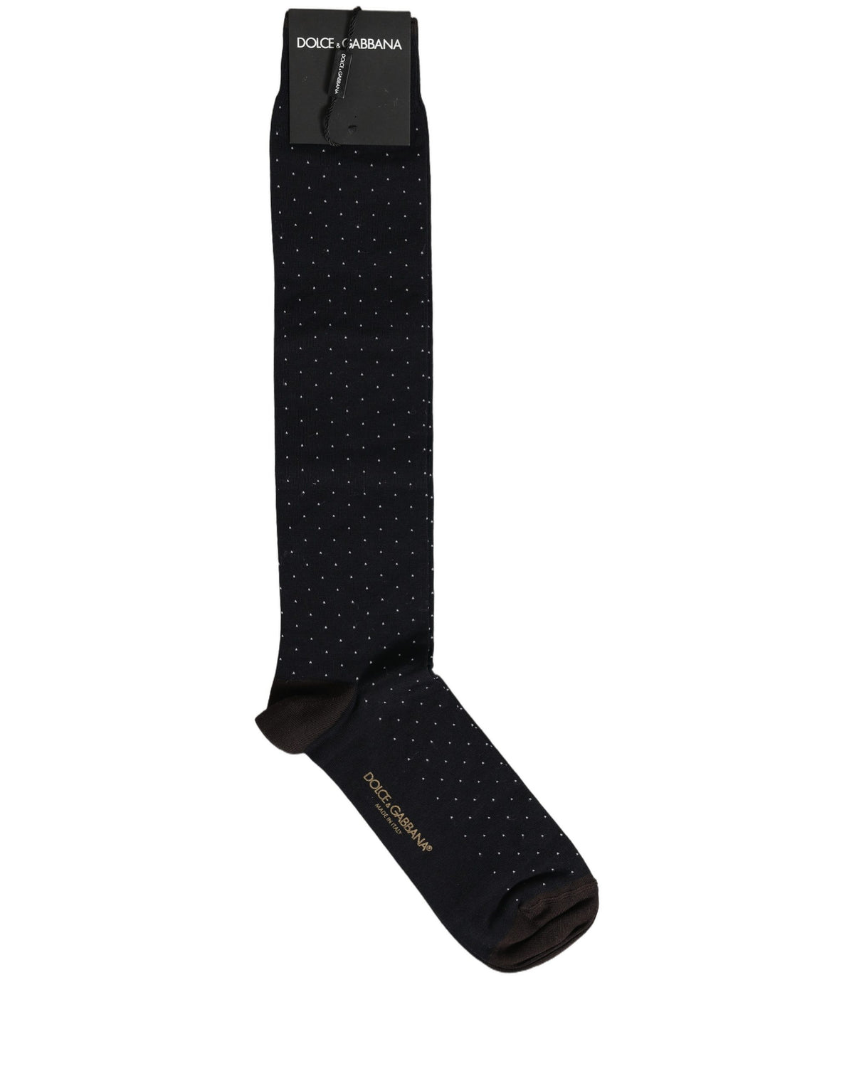 Dolce & Gabbana Women's Nylon Cotton & Calf Leather Socks - Black Patterned