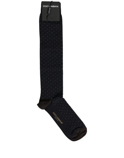 Dolce & Gabbana Women's Nylon Cotton & Calf Leather Socks - Black Patterned