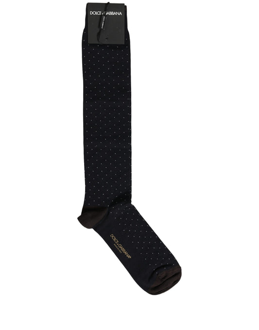 Dolce & Gabbana Women's Nylon Cotton & Calf Leather Socks - Black Patterned