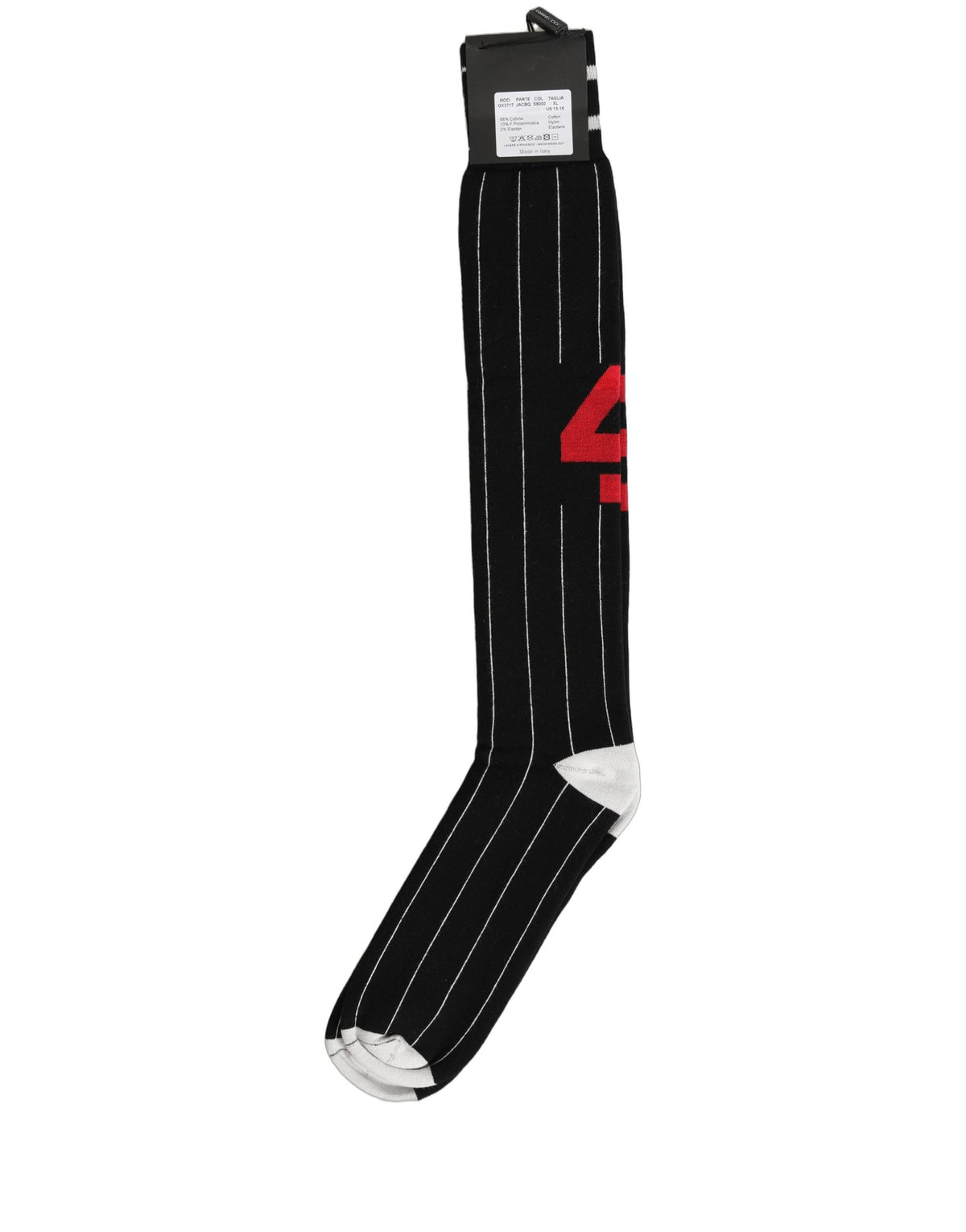 Dolce & Gabbana Men's Stretch Cotton & Nylon Socks - Black Red White Pinstripe