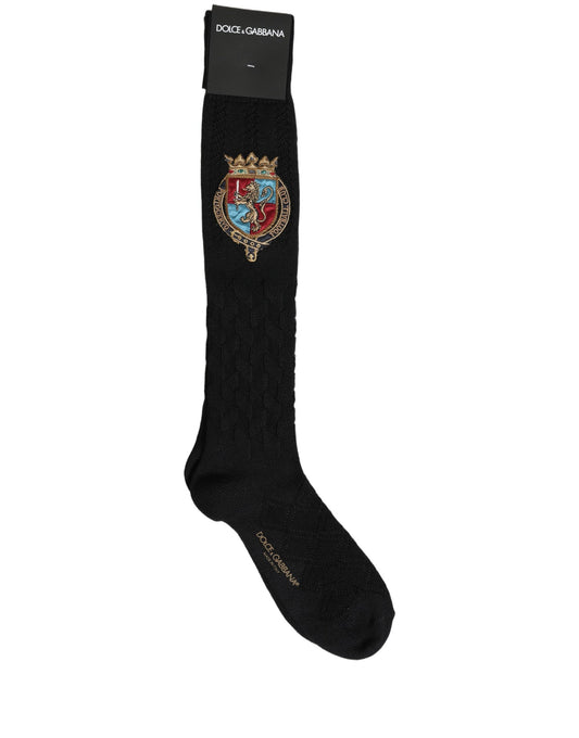 Dolce & Gabbana Men's Nylon Acrylic Wool Socks - Black Patterned