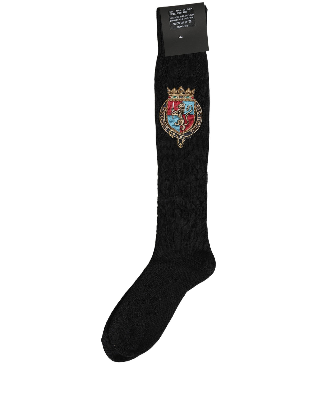 Dolce & Gabbana Men's Nylon Acrylic Wool Socks - Black Patterned