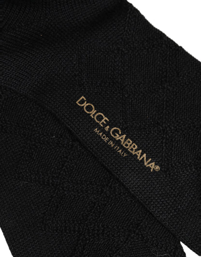 Dolce & Gabbana Men's Nylon Acrylic Wool Socks - Black Patterned