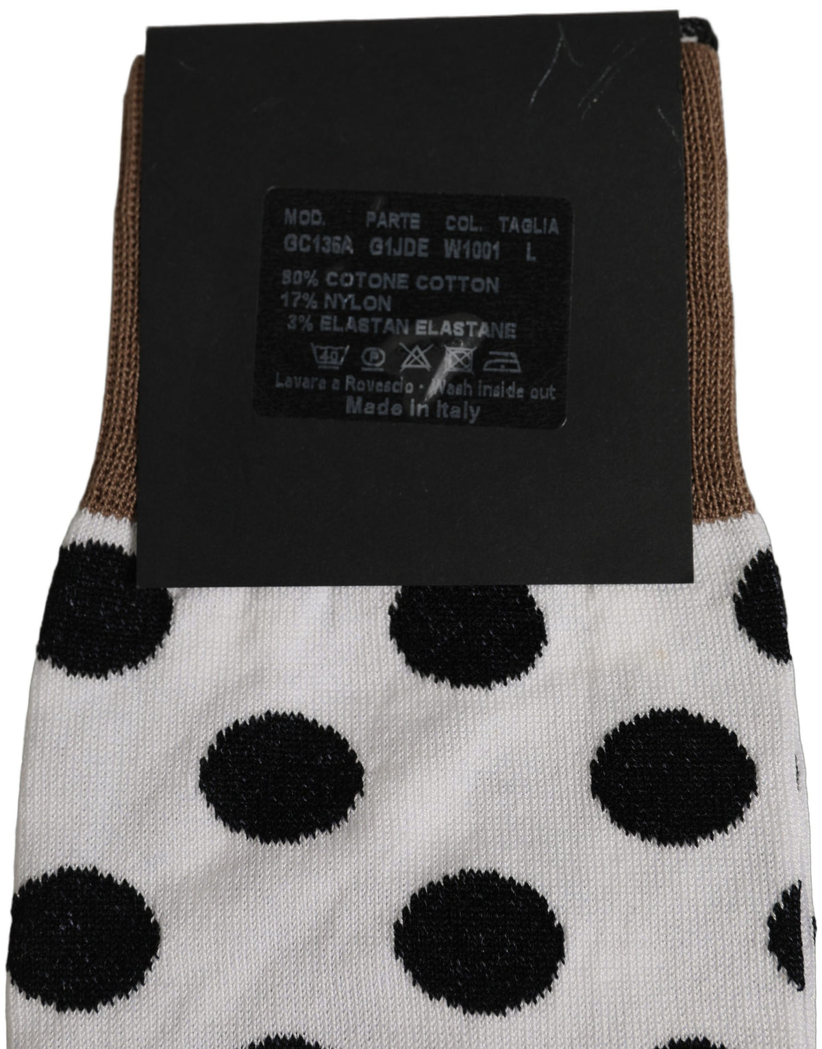 Dolce & Gabbana Men's Nylon Cotton & Calf Leather Socks - Black White Patterned