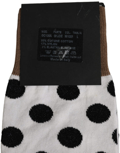 Dolce & Gabbana Men's Nylon Cotton & Calf Leather Socks - Black White Patterned