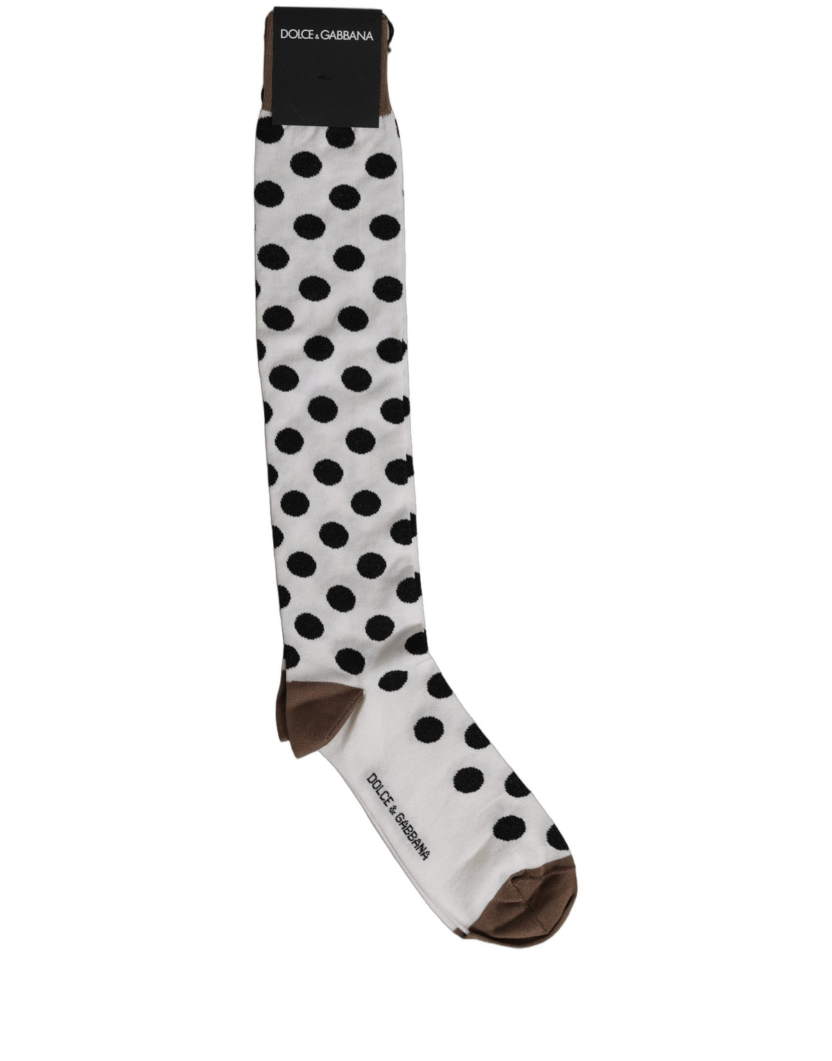 Dolce & Gabbana Men's Nylon Cotton & Calf Leather Socks - Black White Patterned