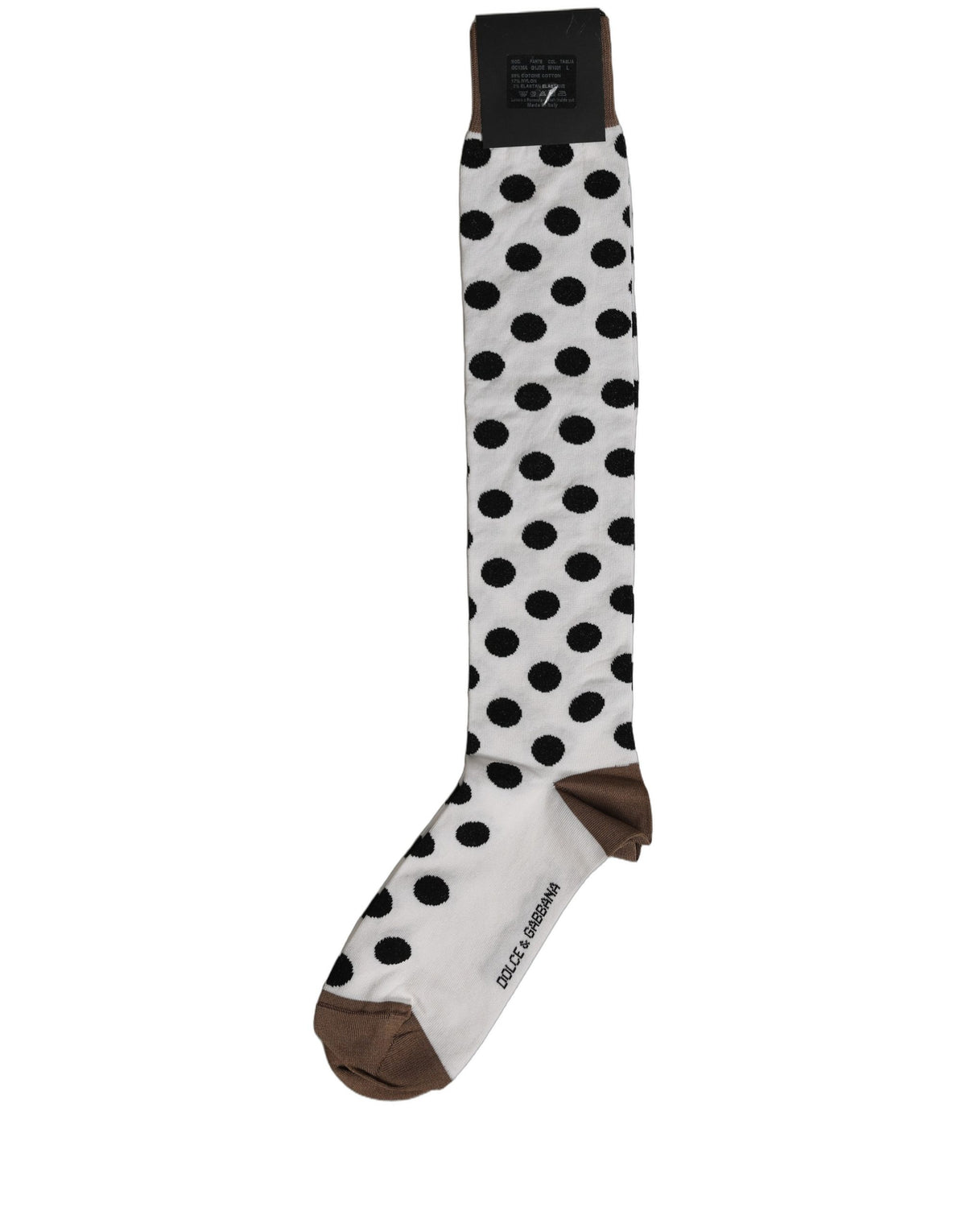 Dolce & Gabbana Men's Nylon Cotton & Calf Leather Socks - Black White Patterned