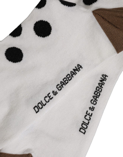 Dolce & Gabbana Men's Nylon Cotton & Calf Leather Socks - Black White Patterned