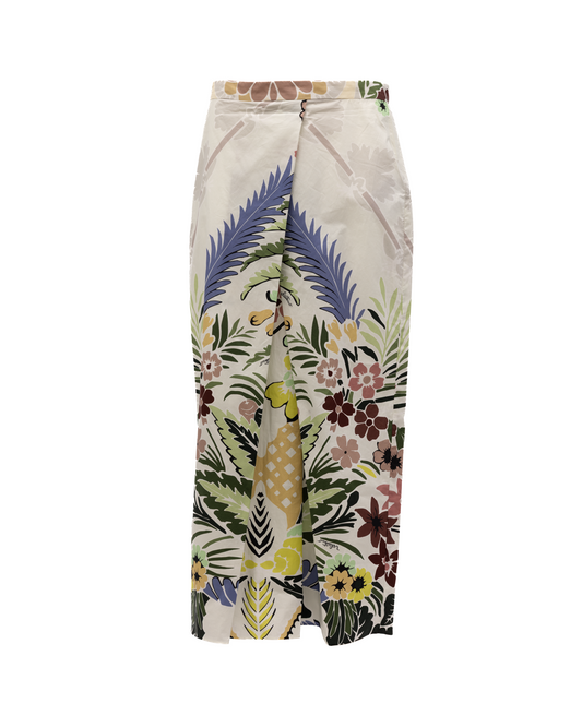 Valentino Garavani Women's Long Skirt - Beige Blue Brown Green Purple White Yellow Patterned Floral