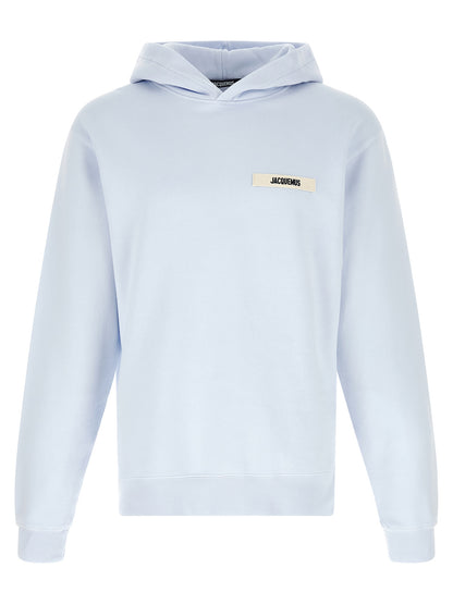 Sweatshirt Hoodie by Jacquemus for men in cotton light-blue features a authentic silhouette, showcasing a sophisticated hooded neckline and authentic long-sleeve detail for a refined finish.