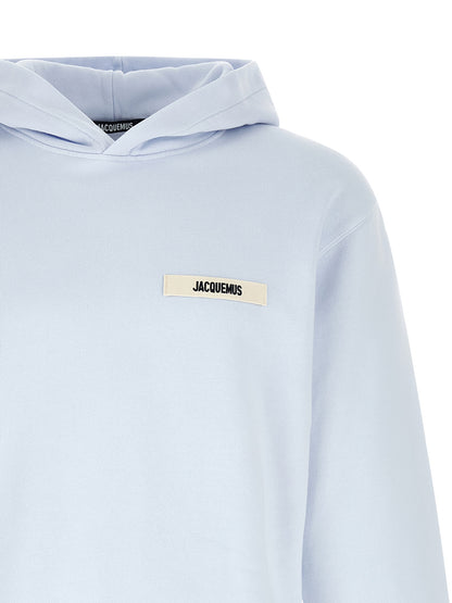 Sweatshirt Hoodie by Jacquemus for men in cotton light-blue features an dramatic silhouette, showcasing a sophisticated hooded neckline and dramatic for a refined, modern aesthetic.